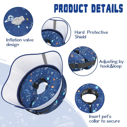 Elevated Inflatable Dog Cone Collar to Stop Licking, Dog Donut Collar After Surgery