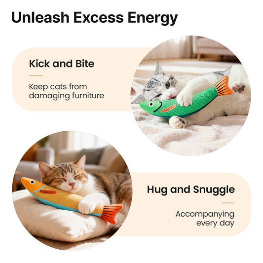 Cat Toys Saury Fish, 3 Pack, Catnip Crinkle Sound, Soft and Durable