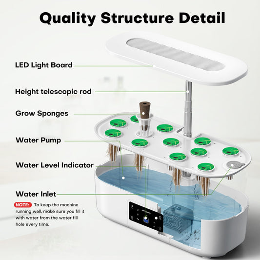 Hydroponics Growing System Kit Indoor Herb Garden with Grow Light 12 Pods