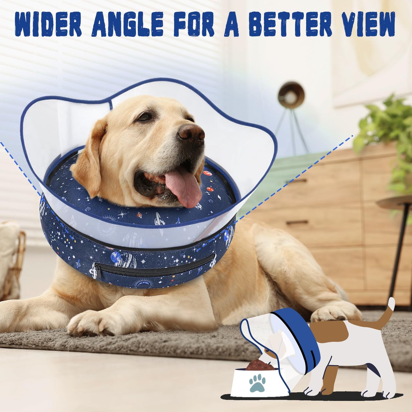 Elevated Inflatable Dog Cone Collar to Stop Licking, Dog Donut Collar After Surgery