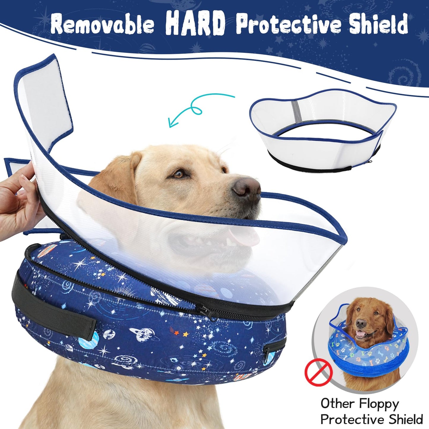 Elevated Inflatable Dog Cone Collar to Stop Licking, Dog Donut Collar After Surgery