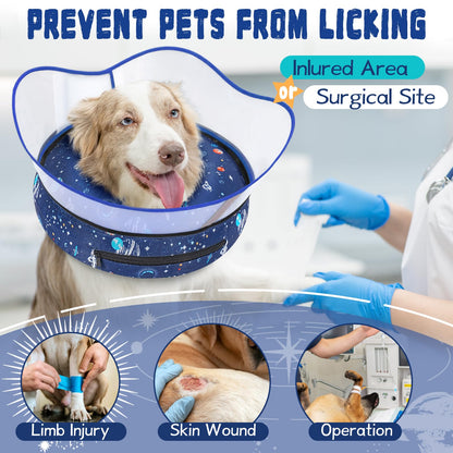 Elevated Inflatable Dog Cone Collar to Stop Licking, Dog Donut Collar After Surgery