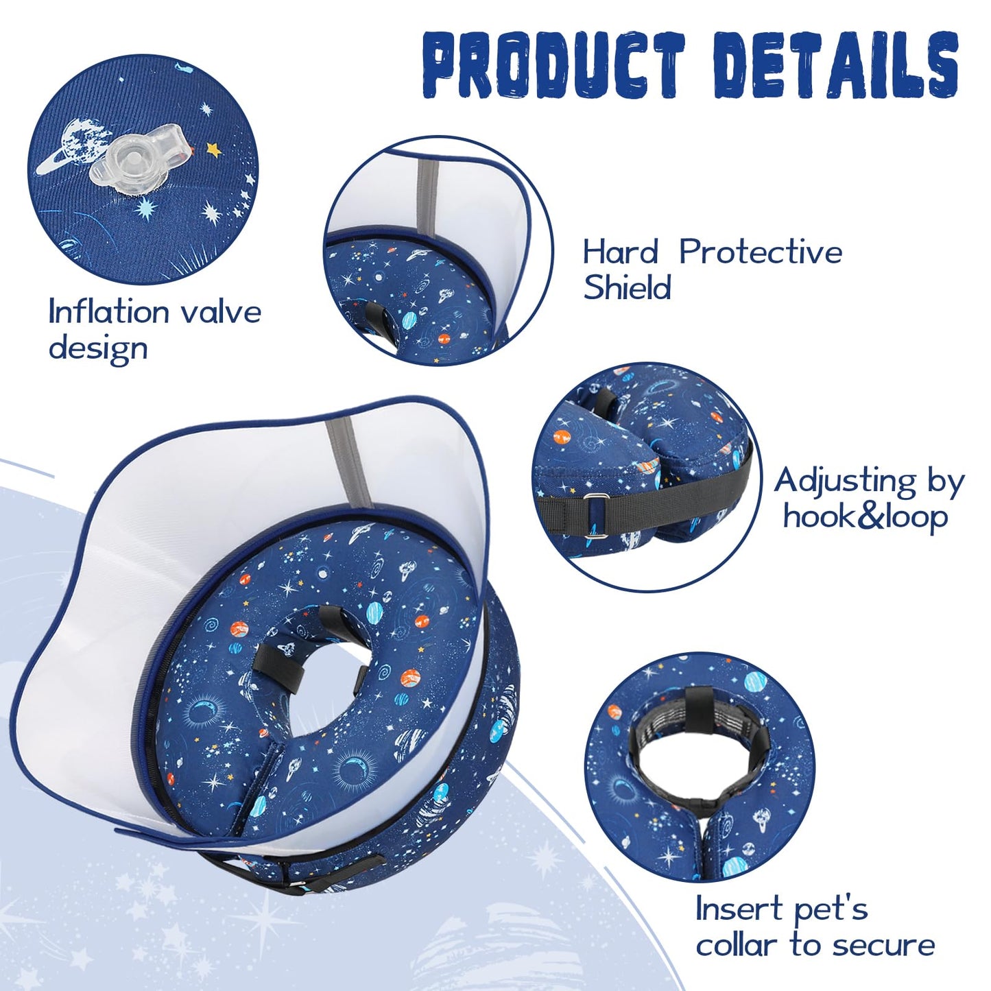 Elevated Inflatable Dog Cone Collar to Stop Licking, Dog Donut Collar After Surgery