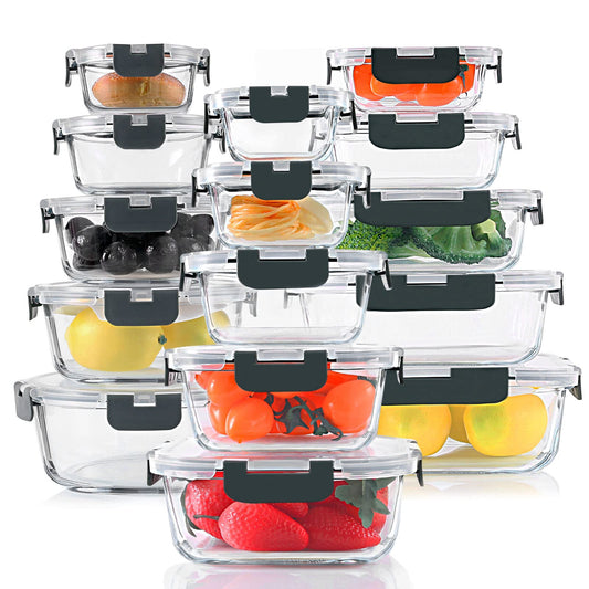 30 Pieces Glass Food Storage Containers Set